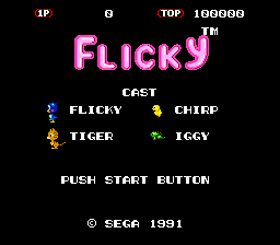 Flicky (USA, Europe) Title Screen